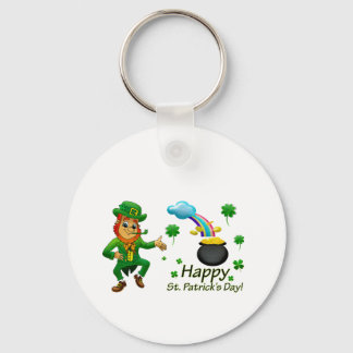 Happy Saint Patrick's Day Leprechaun Rainbow  Key Ring