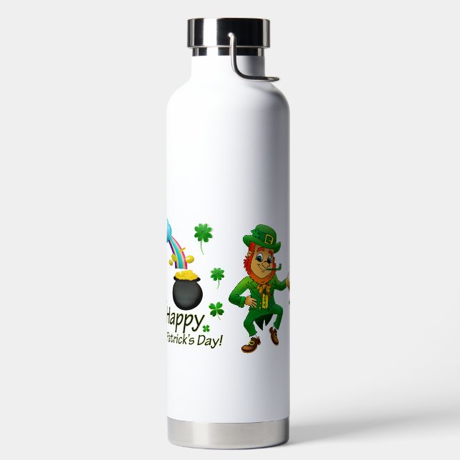 Happy Saint Patrick's Day Leprechaun Rainbow  Water Bottle (Left)