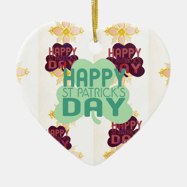 Happy Saint Patrick's Day Lovely Art Print Ceramic Tree Decoration (Front)