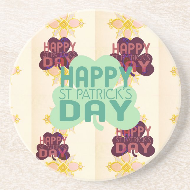 Happy Saint Patrick's Day Lovely Art Print Coaster (Front)