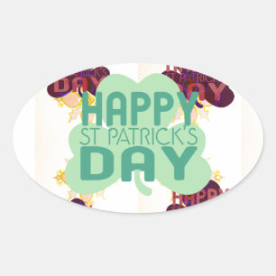 Happy Saint Patrick's Day Lovely Art Print Oval Sticker