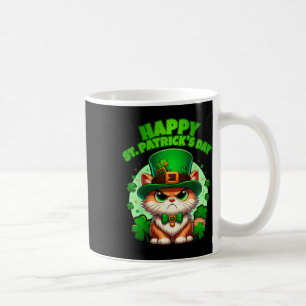 Happy Saint Patricks Day Shamrock Cat With Hat Coffee Mug