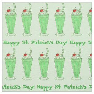 Happy Saint Patrick's Day Shamrock Green Shake Fabric