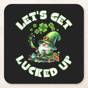 happy saint patrick's day square paper coaster