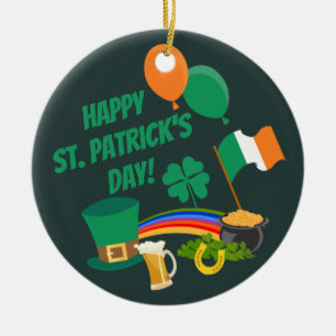 Happy Saint Patrick's Day symbols and traditions Ceramic Tree Decoration