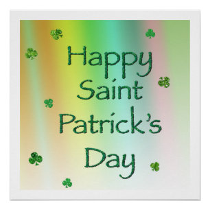 Happy Saint Patrick's Day with Clovers Poster