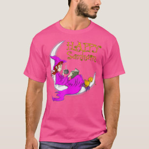 Happy Samhain Purple Witch books coffee cats moon  T-Shirt