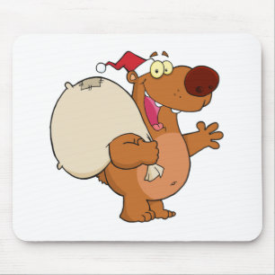 Happy Santa Bear Waving A Greeting Mouse Mat