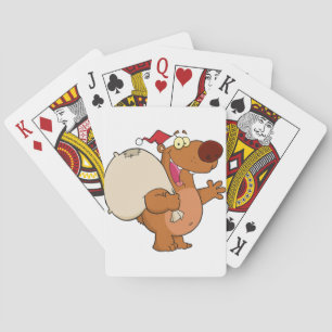 Happy Santa Bear Waving A Greeting Playing Cards