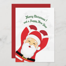 Happy Santa Cartoon Cute Christmas Card