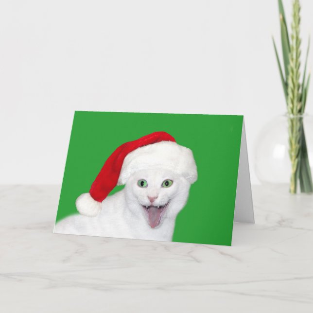 Happy Santa Cat Holiday Card (Front)