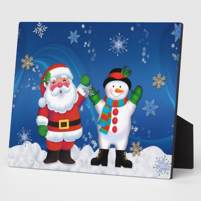 Happy Santa Claus and Snowman Plaque (Side)