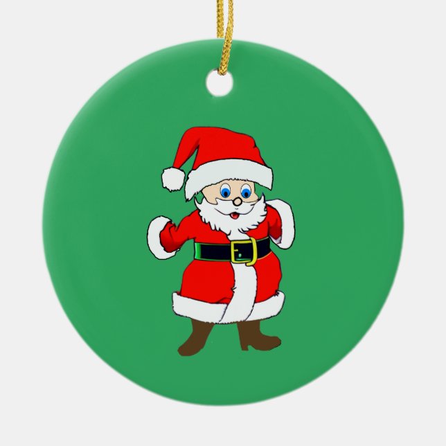 Happy Santa Claus baby Ceramic Tree Decoration (Front)