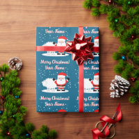 Happy Santa Claus cartoon with sheep Christmas