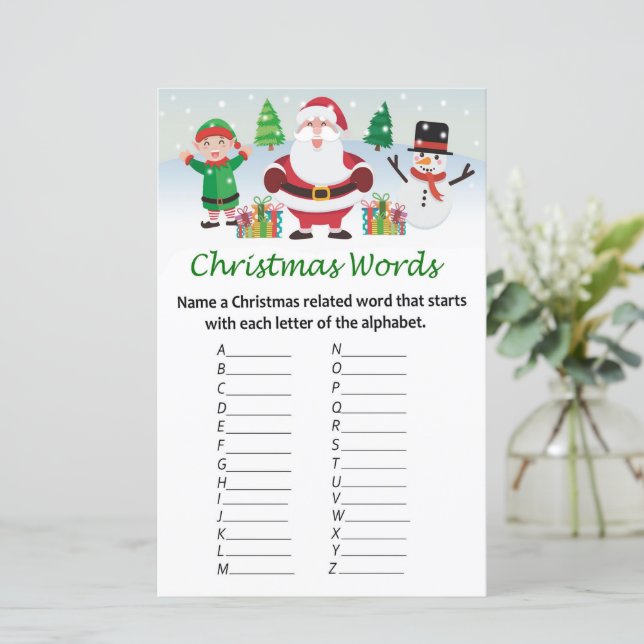 Happy santa claus christmas alphabet words game (Standing Front)