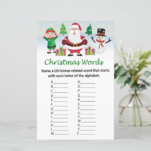 Happy santa claus christmas alphabet words game