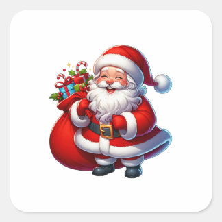 Happy Santa Claus Christmas Square Sticker