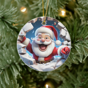 Happy Santa Claus. Christmas time image. Ceramic Tree Decoration