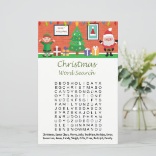 Happy santa claus christmas word search game