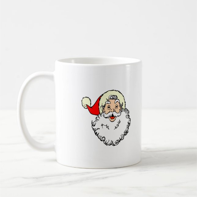 Happy Santa Claus Face Cartoon Coffee Mug (Left)