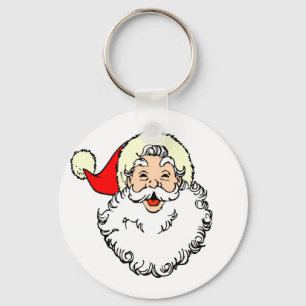 Happy Santa Claus Face Cartoon Key Ring