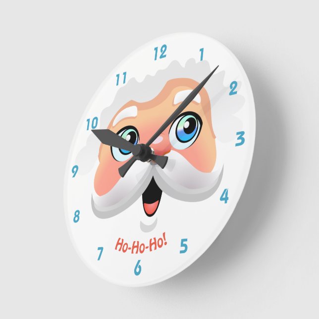 Happy Santa Claus Face Round Clock (Angle)