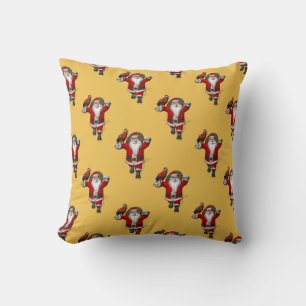 Happy Santa Claus Guided By Red Macaw Cushion