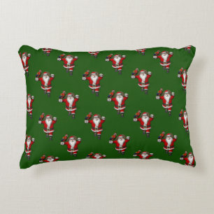 Happy Santa Claus Guided By Red Macaw Decorative Cushion