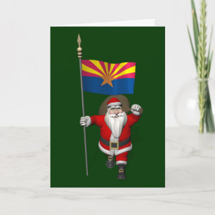 Happy Santa Claus On The Way To Arizona Holiday Card