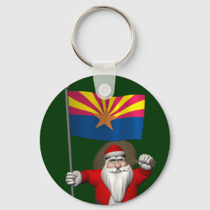 Happy Santa Claus On The Way To Arizona Key Ring