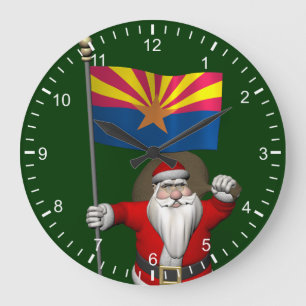 Happy Santa Claus On The Way To Arizona Large Clock