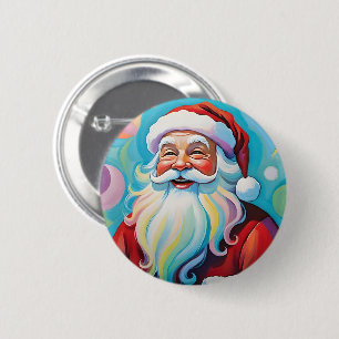 Happy Santa Claus pastel art 6 Cm Round Badge
