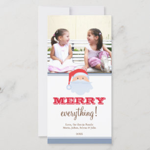 Happy Santa Claus red blue custom merry Christmas Holiday Card
