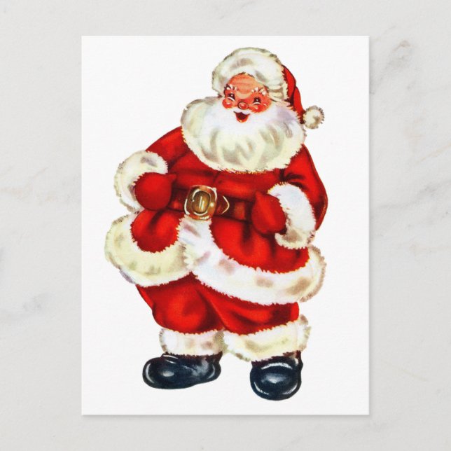 Happy Santa Claus, vintage holiday Postcard (Front)
