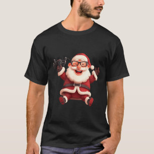 Happy Santa Claus With Drone For Lots And Drones L T-Shirt