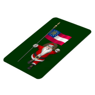 Happy Santa Claus With Flag Of Georgia Magnet