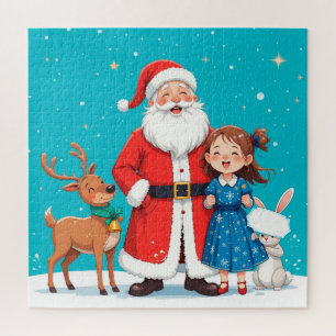 Happy Santa Claus With snow maiden Jigsaw Puzzle