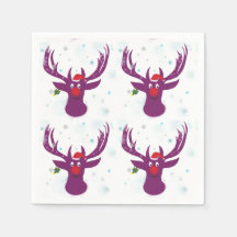 Happy Santa Deer New Year  Paper Napkins
