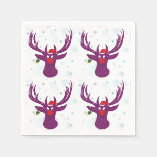 Happy Santa Deer New Year Paper Napkins