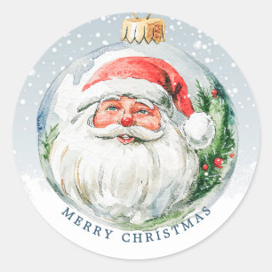 Happy Santa Face Christmas Classic Round Sticker