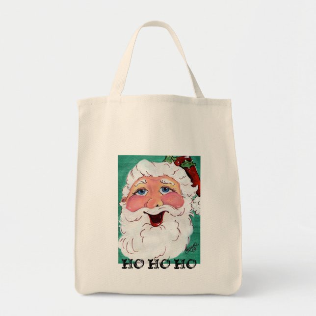 Happy Santa Grocery Tote Bag (Front)