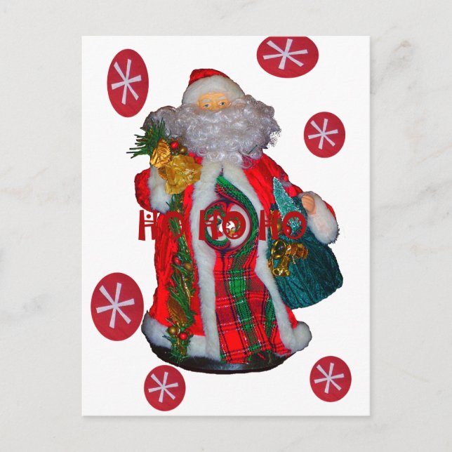 Happy Santa Hohoho Greetings graphic text art desi Holiday Postcard (Front)