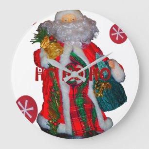 Happy Santa Hohoho Greetings graphic text art desi Large Clock