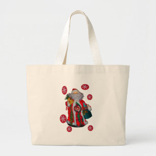 Happy Santa Hohoho Greetings graphic text art desi Large Tote Bag