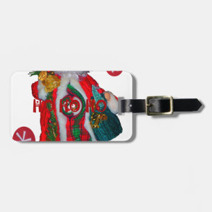 Happy Santa Hohoho Greetings graphic text art desi Luggage Tag