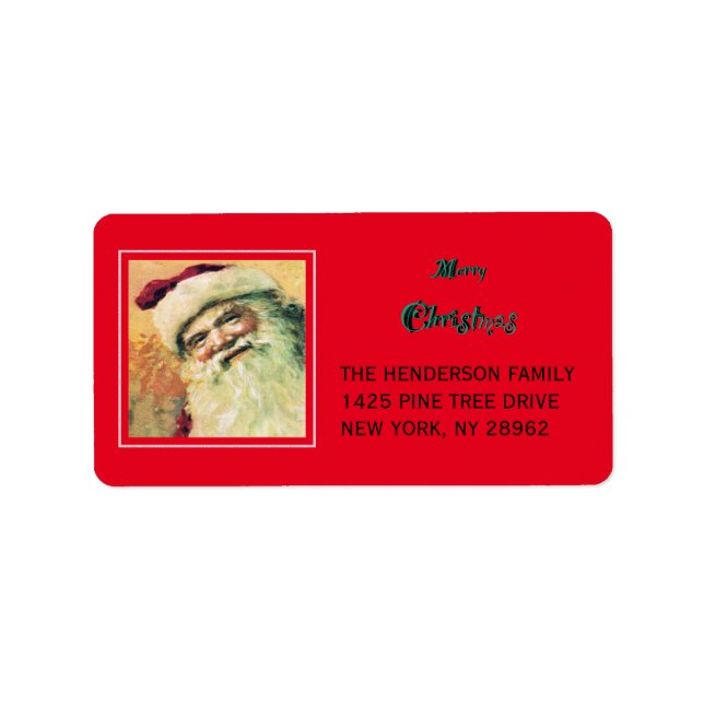 Happy Santa Merry Christmas Holiday Red Label (Front)