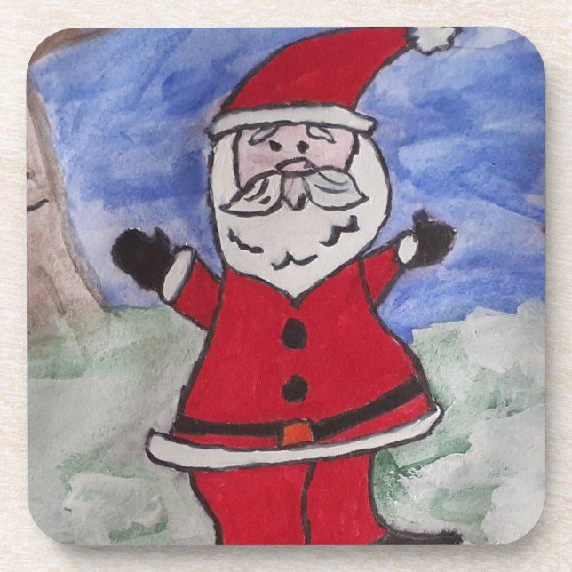 Happy Santa Plastic Coaster (Front)