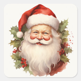 Happy Santa Vintage Christmas Stickers