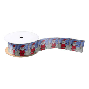 Happy Santa Wide Satin Ribbon