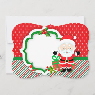 Happy Santa with gift Holiday Card